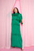 Ruffle Trim Long Shirt Dress - Emerald Green