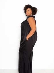 Satin Tie Shoulder Jumpsuit