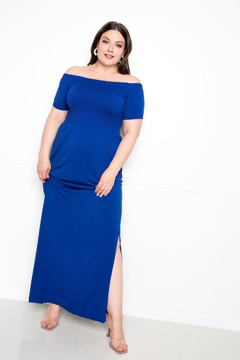 Seamless Off Shoulder Maxi Dress - Royal