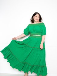 Smocking Top and Skirt Set - Green