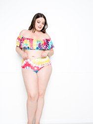 Tie-Dye Ruffle Bikini Set - Pink Tie-Dye