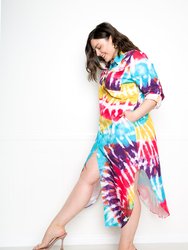 Tie-Dye Shirt Dress - Tie-dye print