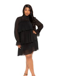 Tiered Mini Dress - Black