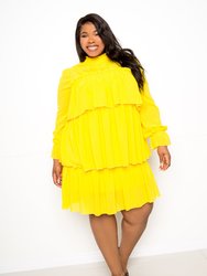 Tiered Mini Dress - Yellow