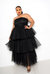 Tiered Tulle Tube Dress - Black