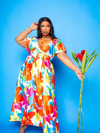 Buxom Couture Tropical Floral Cropped Top and Maxi Skirt Set product