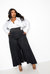 Wrapped Blouse with Palazzo Pants Set - Black & White