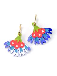 Cosmos Flower Earrings in Blue - Blue