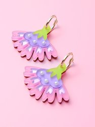 Cosmos Flower Earrings in Pink