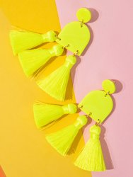 Dancing Domes earrings with Neon Yellow Tassels