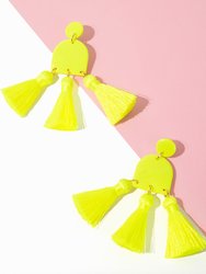Dancing Domes earrings with Neon Yellow Tassels