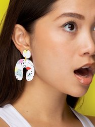 Dangly Arch earrings in Paint Splatter