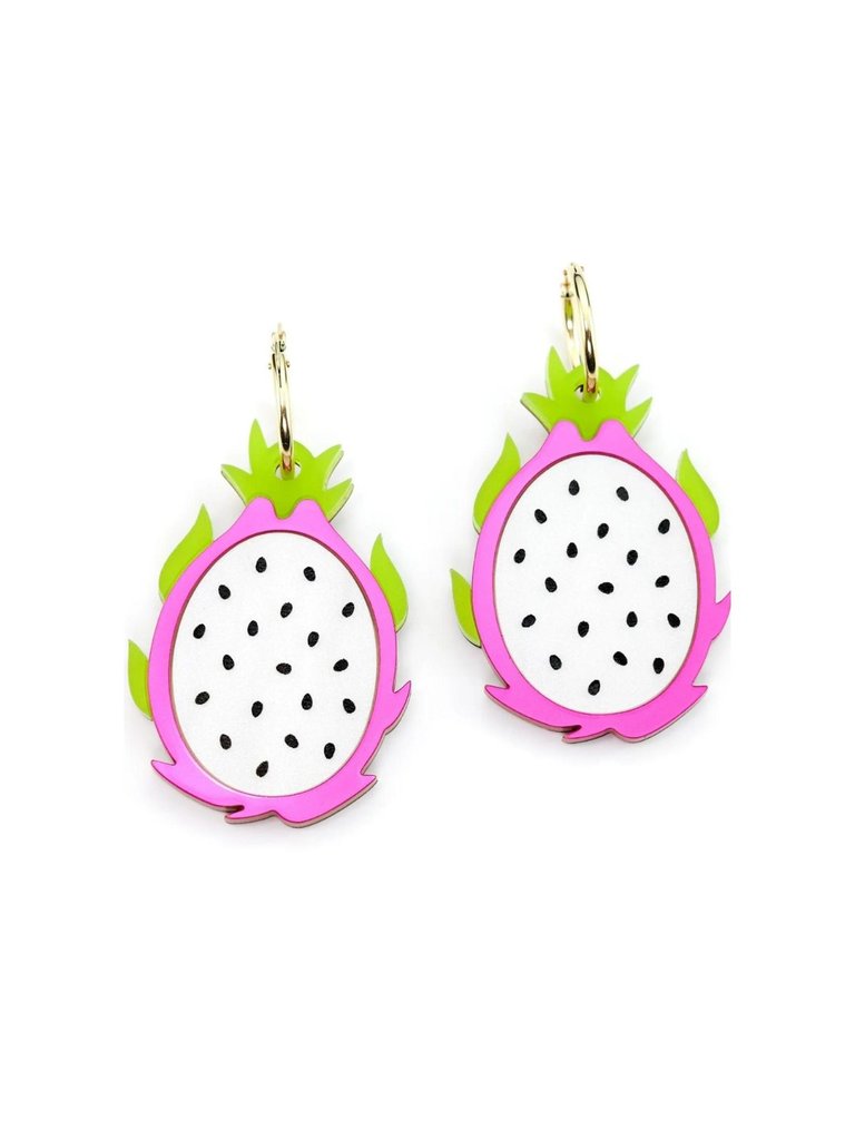 Dragonfruit Hoop Earrings - Pink