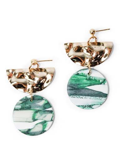 By Chavelli Green Marble and gold dangly earrings product