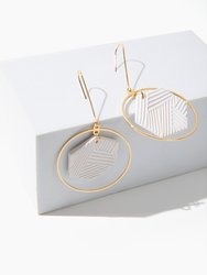 Hex Halo white and gold dangly earrings