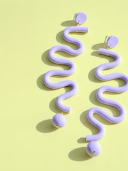 Lavender Tube Squiggles statement dangly earrings