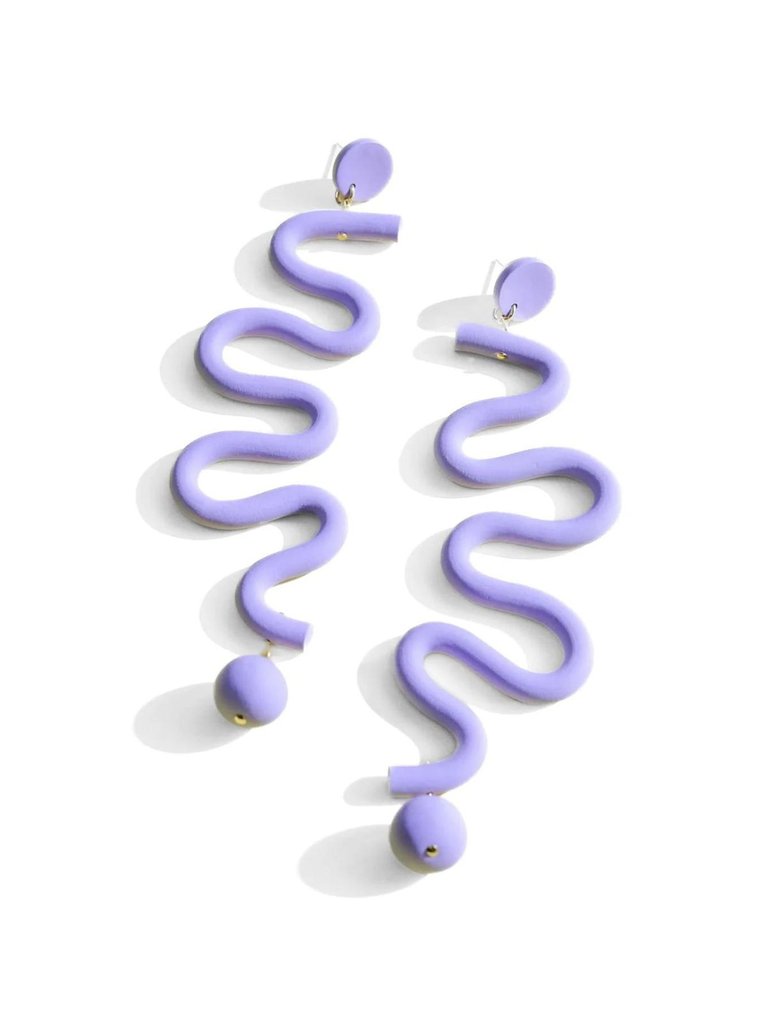 Lavender Tube Squiggles statement dangly earrings - Lavender