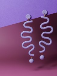 Lavender Tube Squiggles statement dangly earrings