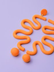 Orange Tube Squiggles dangly statement earrings