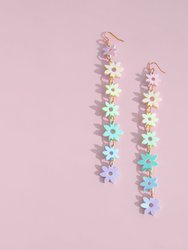 Pastel Rainbow Flowers dangly earrings