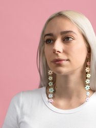 Pastel Rainbow Flowers dangly earrings