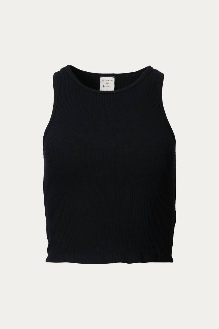 Cropped Ribbed Stretch-Cotton Top In Black - Black