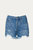 Frayed High-Rise Denim Short In Blue - Blue