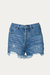 Frayed High-Rise Denim Short In Blue - Blue