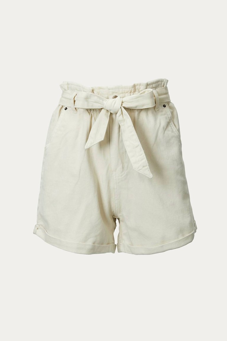 High-Rise Peplum Cotton-Twill Short In Ivory - Ivory