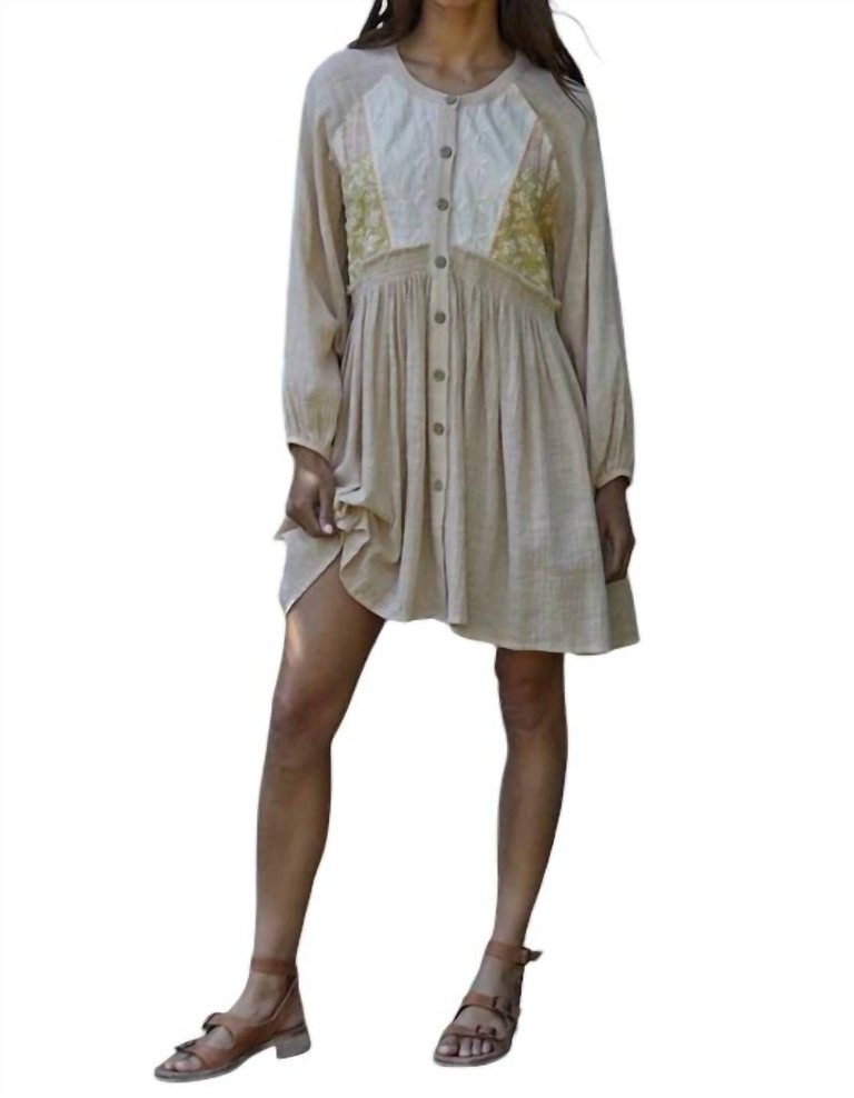 Lilith Patterned Dress In Beige - Beige