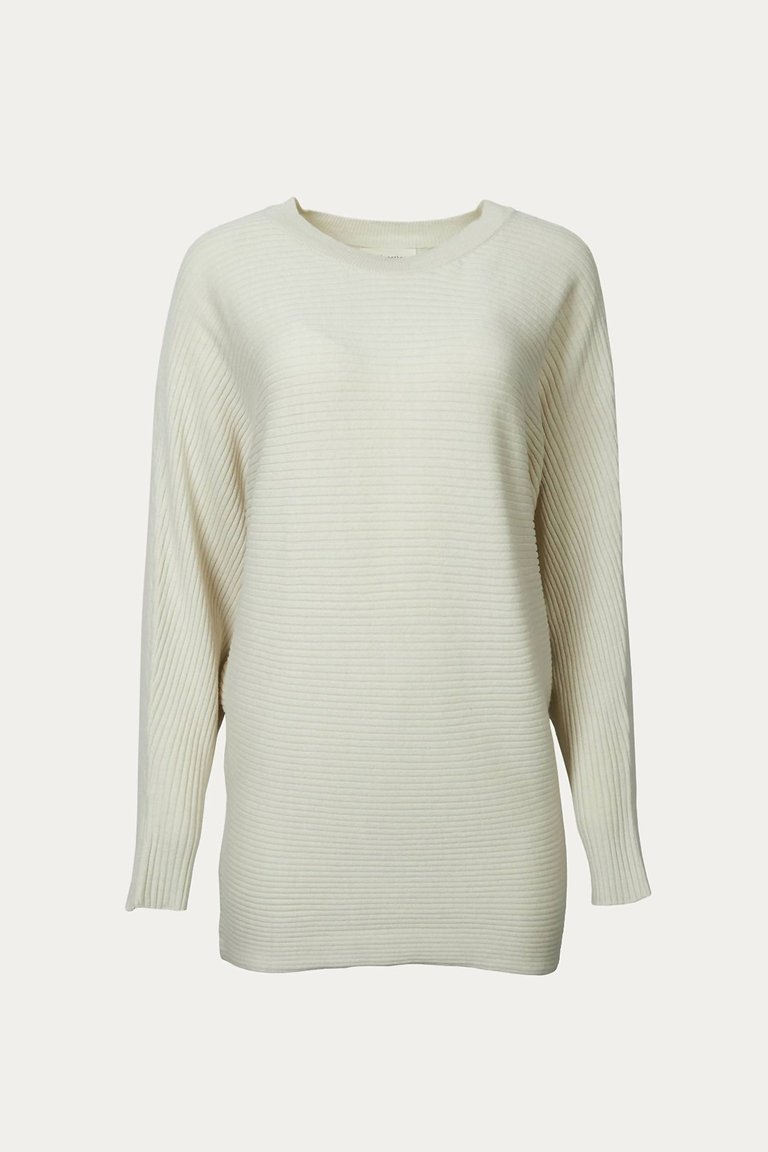 Ribbed Cotton-Blend Oversized Sweater In Pale Beige - Pale Beige