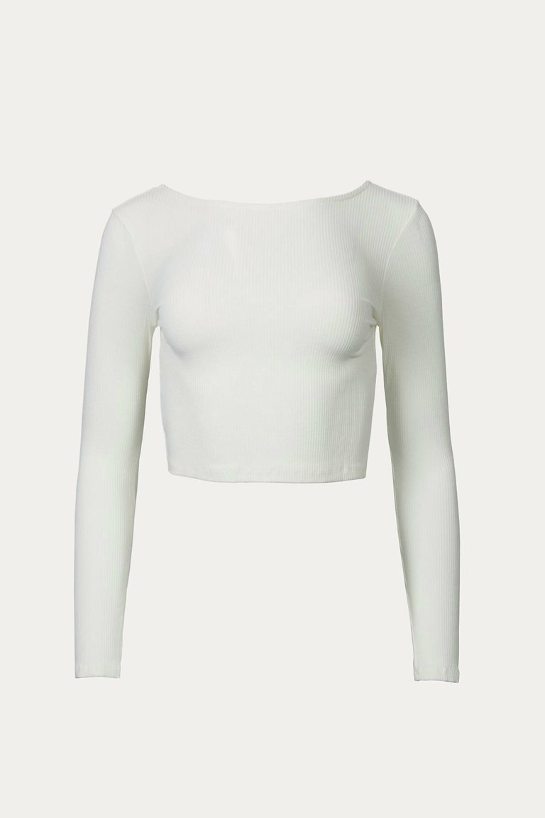 Ribbed Open-Back Stretch-Modal Top In Off-White - Off-White