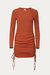 Ruched Ribbed Stretch-Modal Mini Dress In Rust - Rust