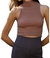 Seamless Turtle Neck Crop Top In Mocha - Mocha