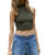 Seamless Turtle Neck Crop Top In Moss - Moss