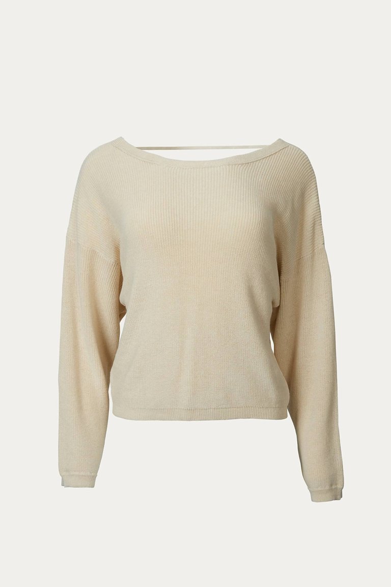 Twist-Back Cotton-Blend Sweater In Natural - Natural