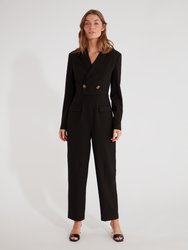 Accepting Long Sleeve Double Breasted Jumpsuit - Black