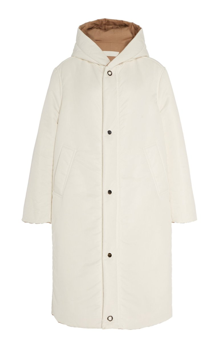 Sustainable Reversible Satin Down Coat - White/Brown