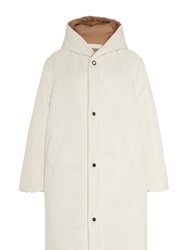 Sustainable Reversible Satin Down Coat - White/Brown