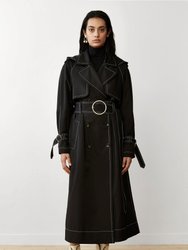 Sustainable Water-Resistant Trench Coat - Black