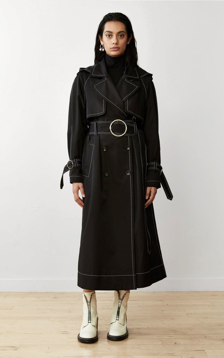 Sustainable Water-Resistant Trench Coat - Black