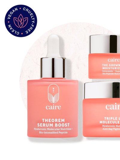 Caire Beauty 30 Day Trio: Theorem Serum Boost 30mL | 1oz + Mask 40 mL | 1.35oz + Grown Up Moisturizer 15 mL | 0.5oz product