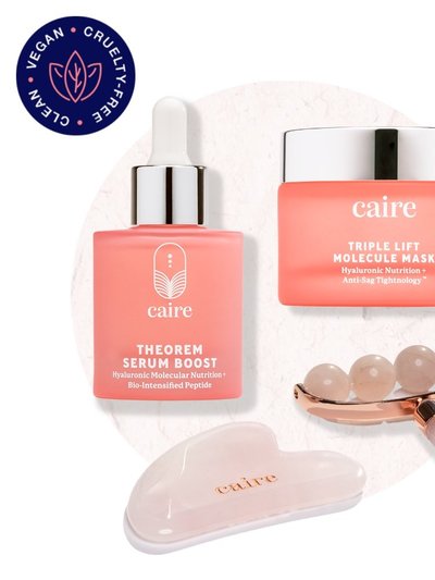 Caire Beauty Defiance Science Glowmaker Duo Serum 30mL | 1oz + Mask 40mL | 1.35oz Stress Relief Roller + Gua Sha Set product