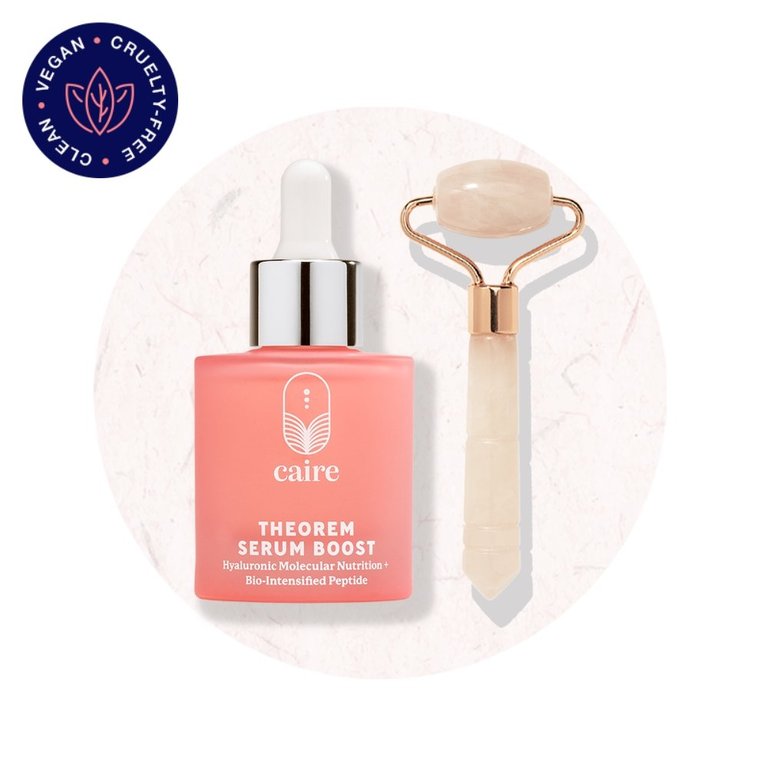 Face Ritual Rose Quartz Roller + Theorem Serum Boost Set (30 Day Supply)