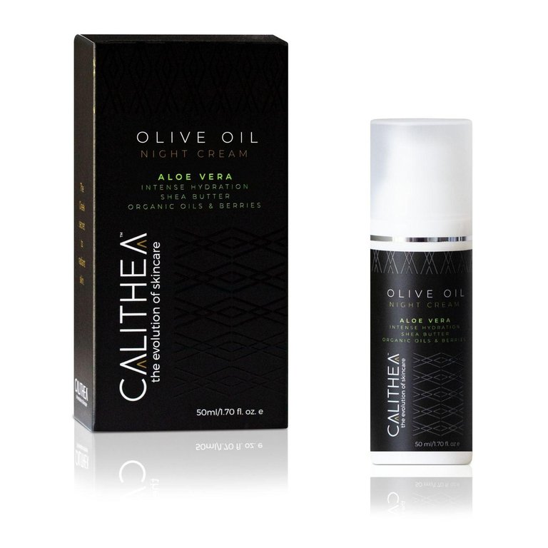 Olive Oil & Aloe Vera Night Cream - Intense Hydration Shea Butter With Organic Oils & Berries - 50mL