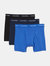 3-Pack Cotton Stretch Boxer Brief Underwear - Imperial Blue/Sterling Blue/Stone Wash Grey