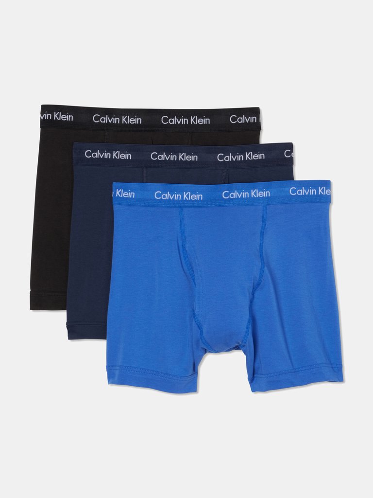 3-Pack Cotton Stretch Boxer Brief Underwear - Imperial Blue/Sterling Blue/Stone Wash Grey