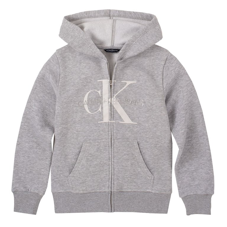 Big Girl's Monogram Logo Hoodie - Light Grey Heather