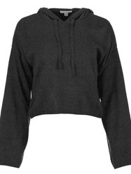 Women's Solid Maxi Long Sleeve Hoodie - Black