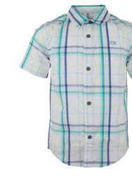 Little Boys' Short Sleeve Button Up Woven Shirt City Plaid - White
